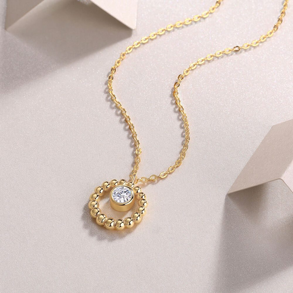 Moon Pearl - A Fashionable And Trendy Diamond Pendant Necklace Set With 0.5-carat Moissanite S925 Sterling Silver And Gold Plating - Image 6