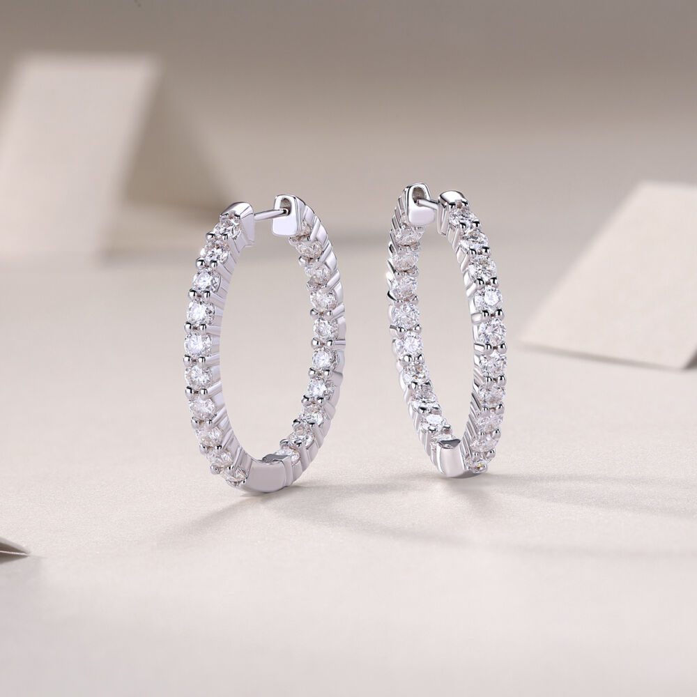 Moonwake Hoops  Ethereal Sparkle in S925 Silver - Image 3