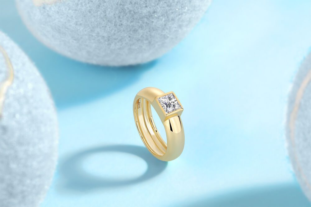 Square Diamond Ring Wedding Ring Luxury Fashion Set Moissanite Silver Ring - Image 6