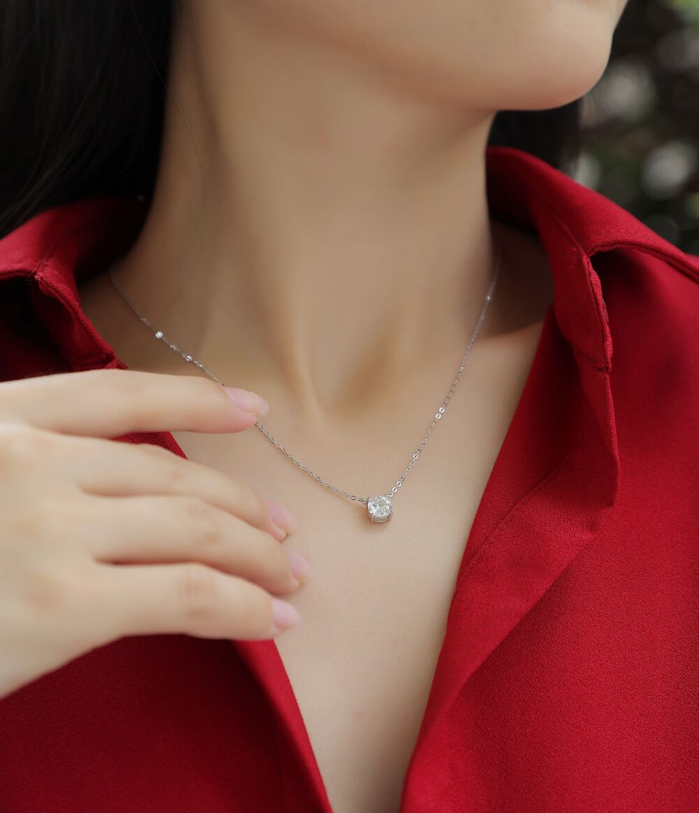 My Heart Will Last Forever - Affordable Diamond Jewelry Necklace Pendant Set With 1-carat And 2-carat Moissan Diamonds, S925 Sterling Silver And Platinum Plating. Fashionable And Trendy Jewelry - Image 4