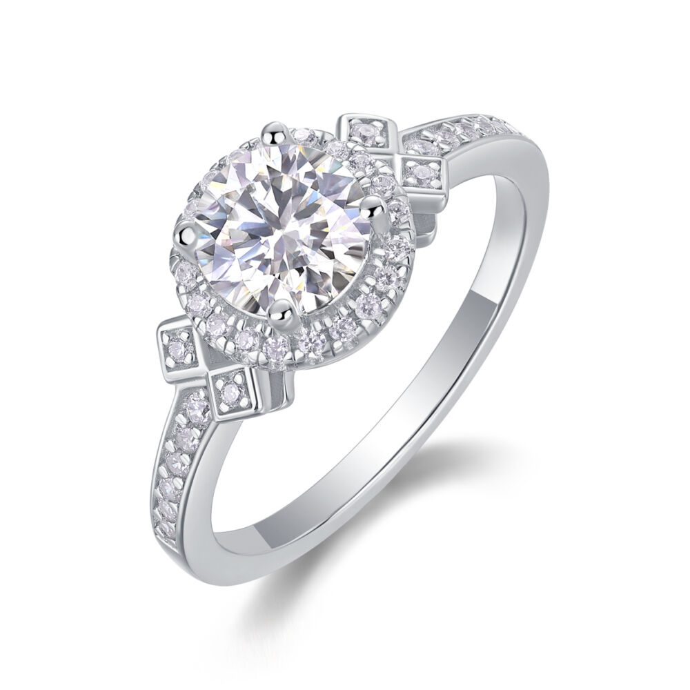 Lighthouse Large Diamond Ring Luxury Fashion Set Moissanite Silver Ring - Image 3