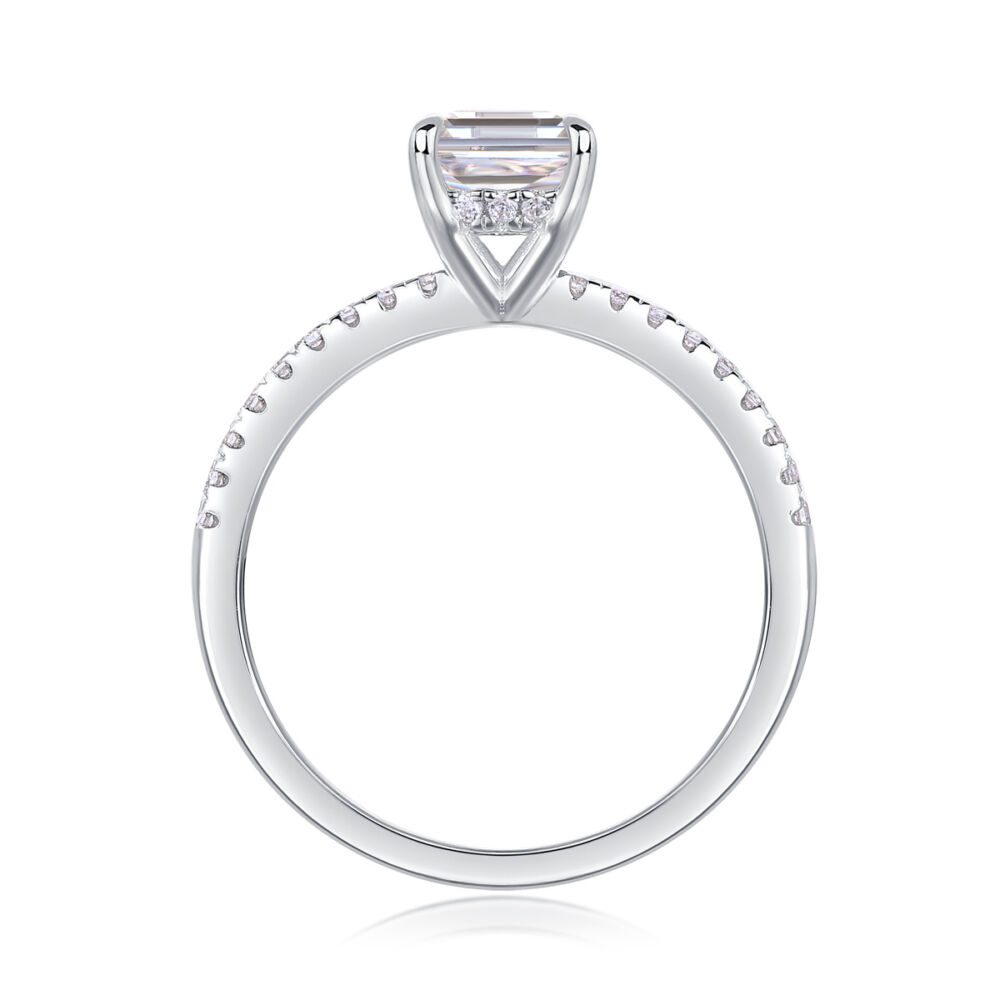 Square Diamond Ring Luxury Fashion Set Moissanite Silver Ring - Image 4