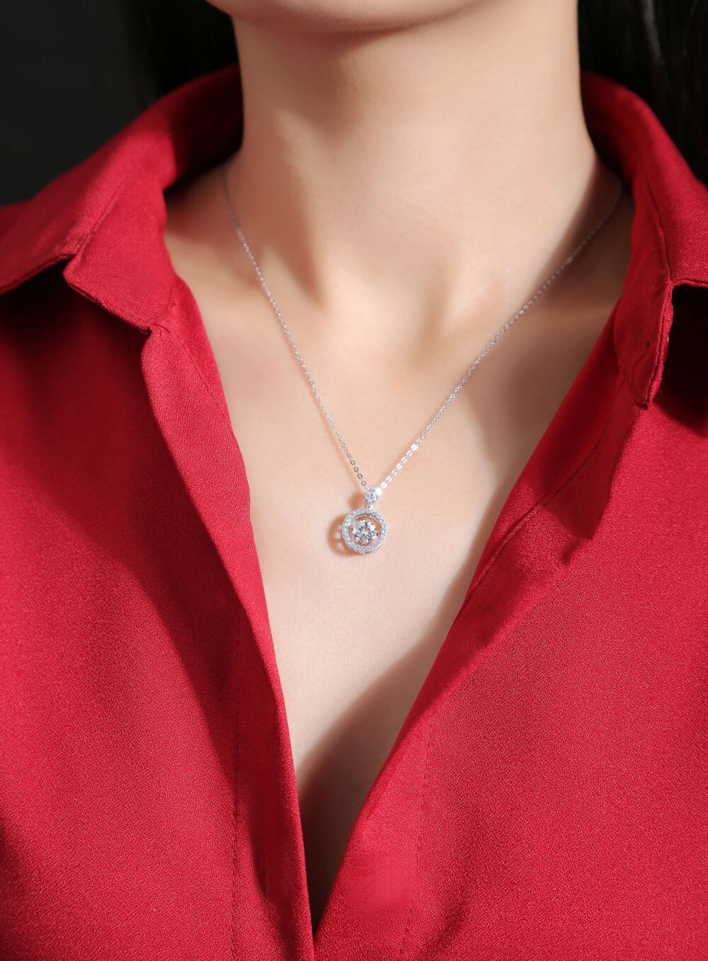 Touch - A Fashionable And Trendy Jewelry Necklace Pendant Set With 1-carat Moissanite S925 Sterling Silver And Platinum Plating - Image 3