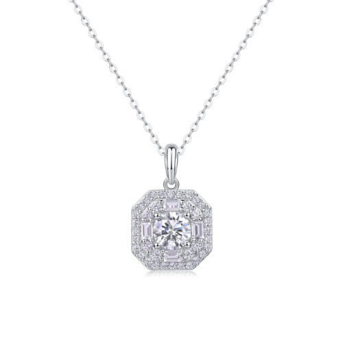 Small Square Bag Luxury Fashion Diamond Pendant Necklace Set With Mosan Diamond Silver Ornaments