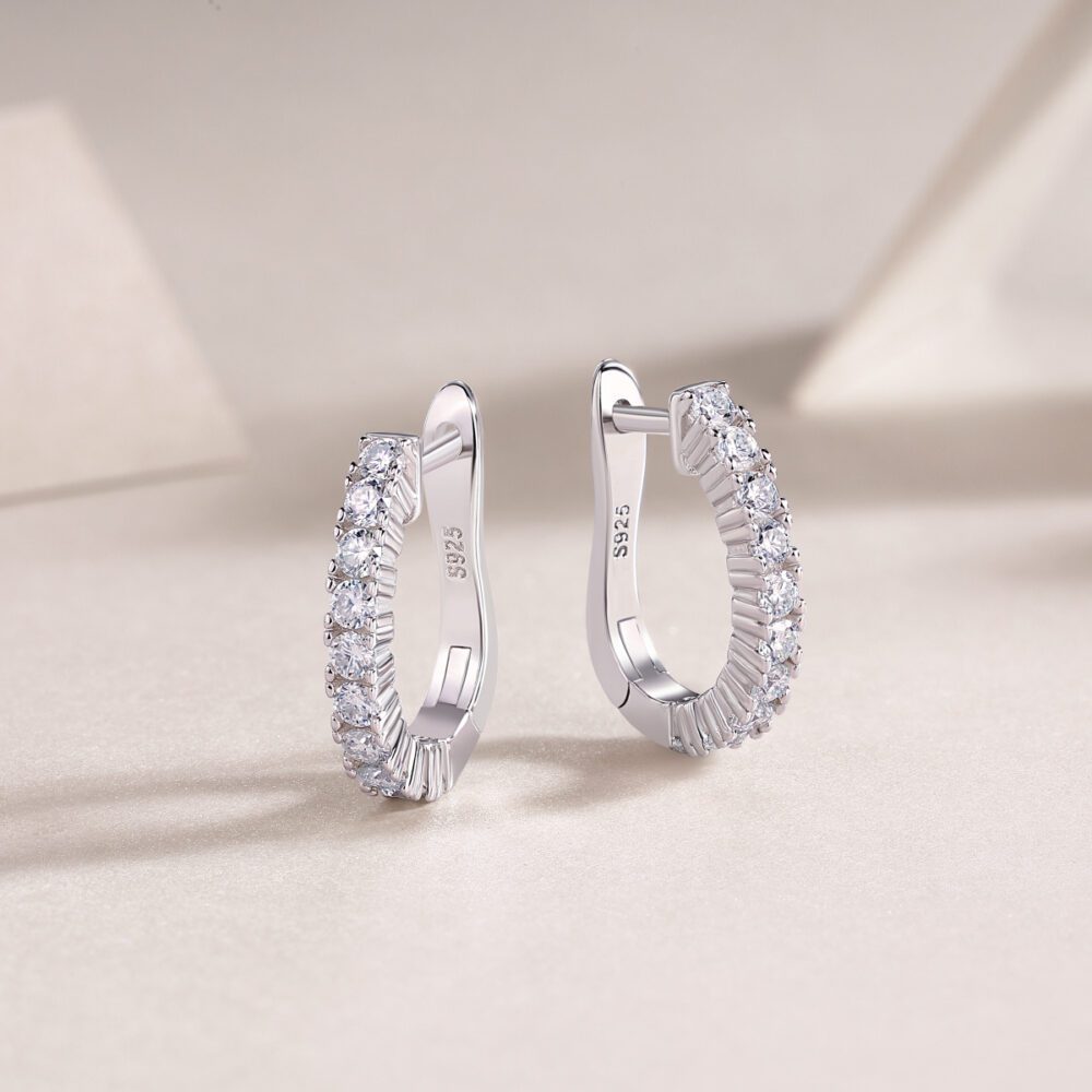 Lumière Hoops Radiant Moissanite Silver Earrings - Image 4