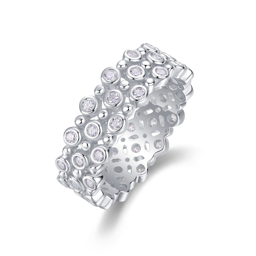 Multi-row Diamond Ring Luxury Fashion Set Moissanite Silver Ring - Image 2