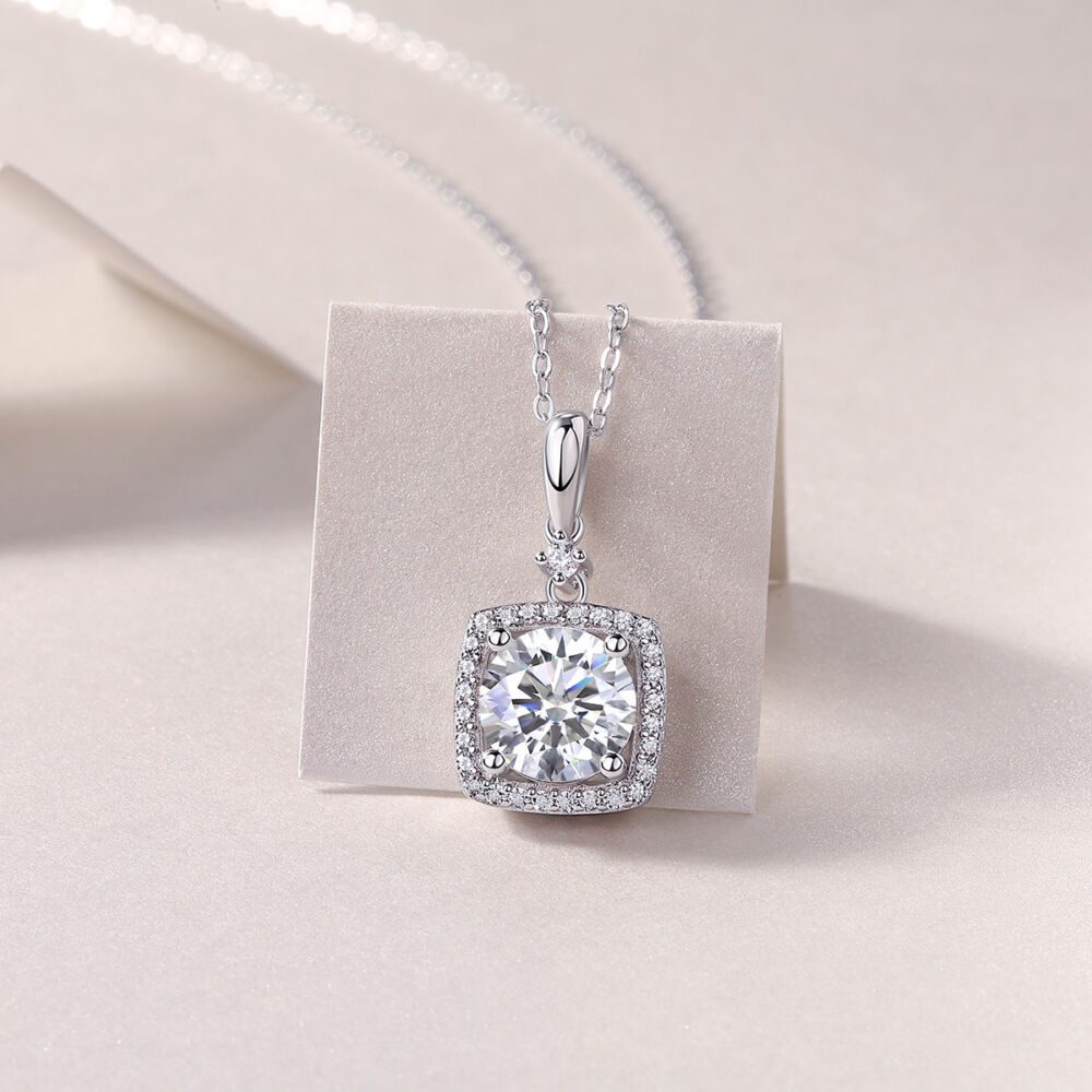 Innocent Mary Luxury Fashion Diamond Pendant Necklace Set With Mosan Diamond Silver Ornaments - Image 3