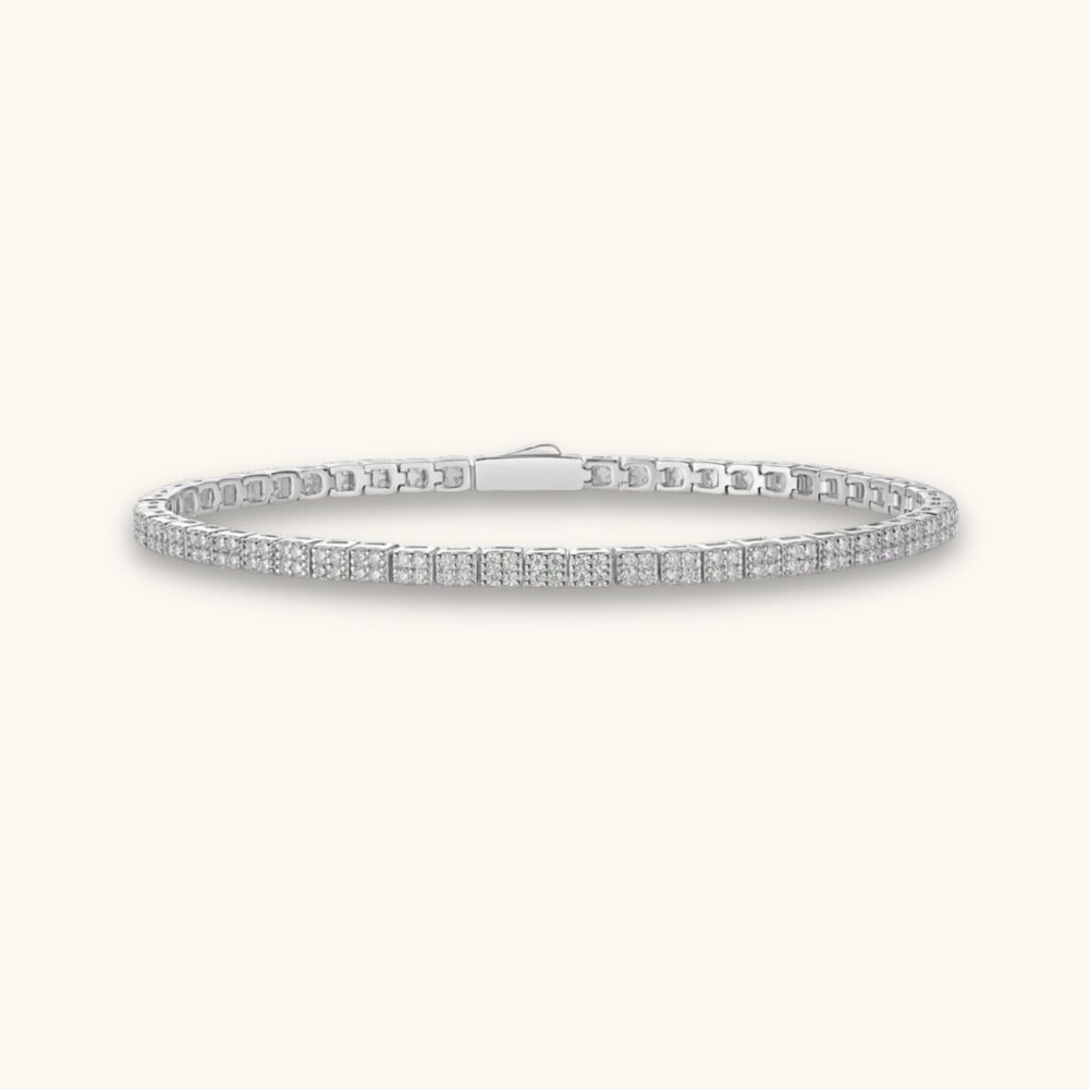 Piano Poet Luxurious Fashion Set Mosan Diamond S925 Silver Bracelet Rivaling Natural Diamonds